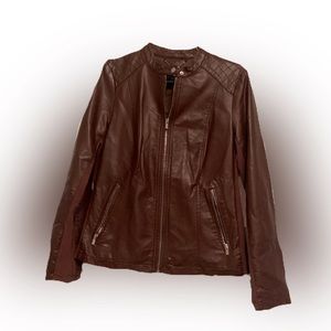 NWOT A.N.A. Faux Brown Leather Jacket